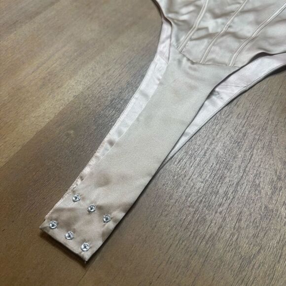 Retrofete Rozik Silk Corset Bodysuit Medium Gathered Bust Boning NWT $325‎ - Picture 15 of 16